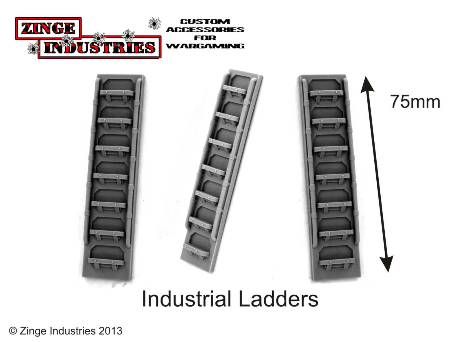 Industrial Ladders with Handrails - Sprue of 3
