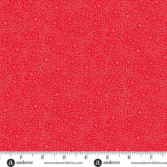 Kasumi Red Kiky Metallic Fabric Yardage
