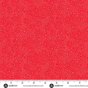 Kasumi Red Kiky Metallic Fabric Yardage
