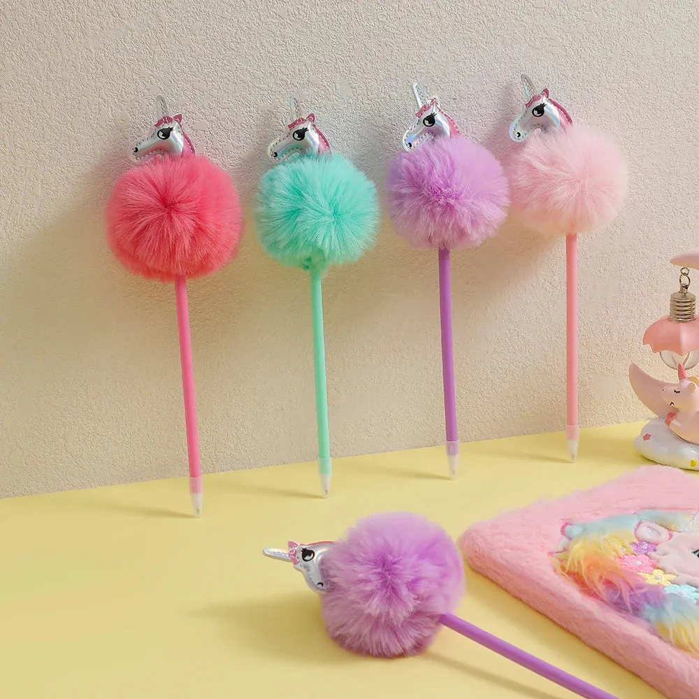 Kawaii Cartoon Unicorn Hair Ball Pen 🦄✨ | Adorable Creative Writing Tool for Students 🎉 | Perfect Children's Stationery Gift! 🎁✏️