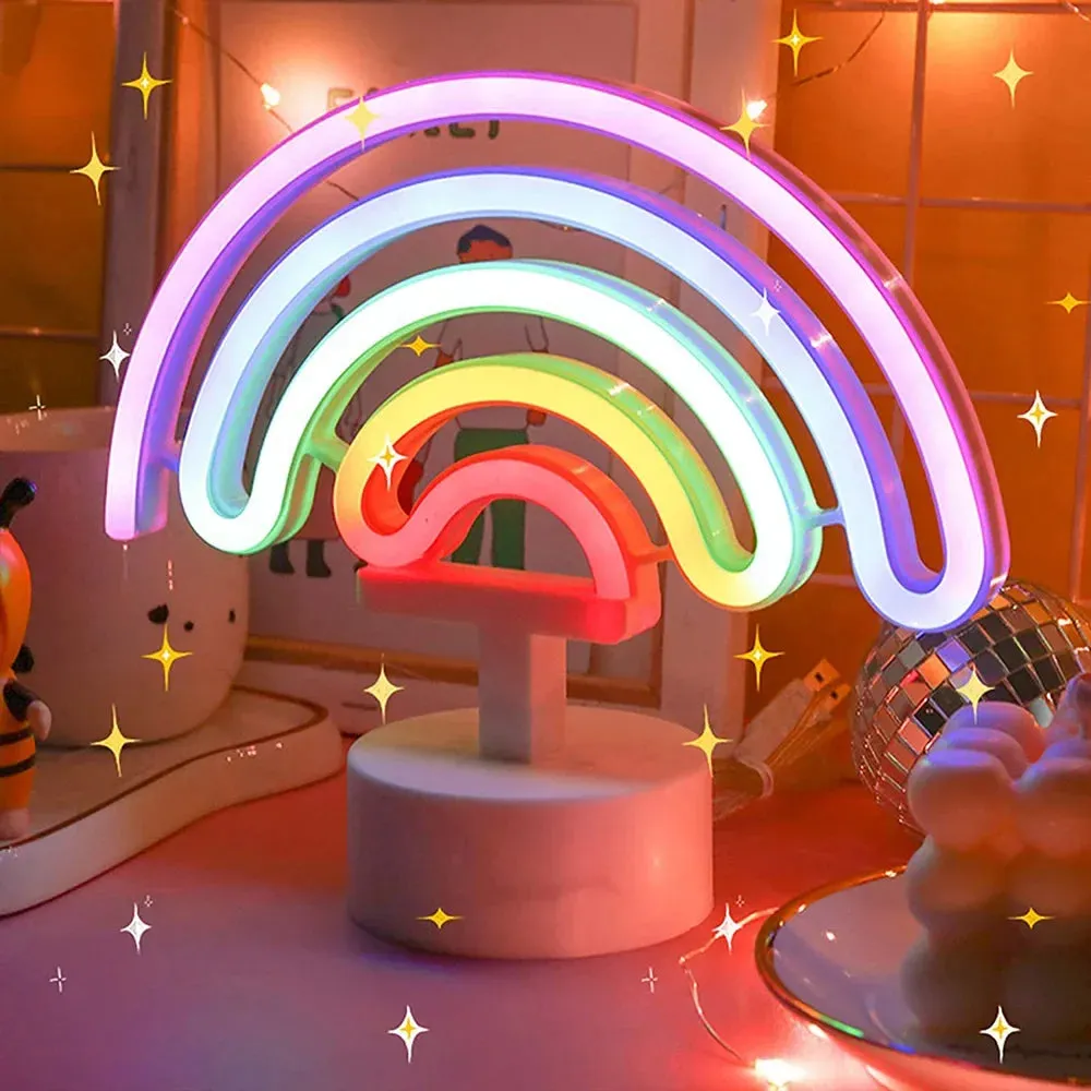 Kawaii LED Neon Night Light 🌈✨ - Adorable Flamingo, Unicorn & Rainbow Decor for Kids' Rooms 🎉💖
