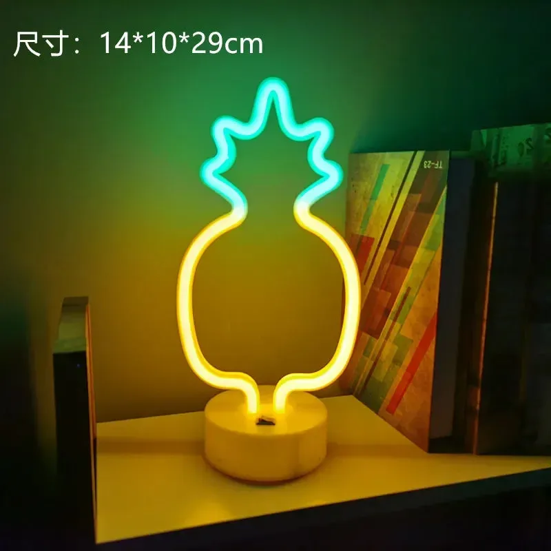 Kawaii LED Neon Night Light 🌈✨ - Adorable Flamingo, Unicorn & Rainbow Decor for Kids' Rooms 🎉💖