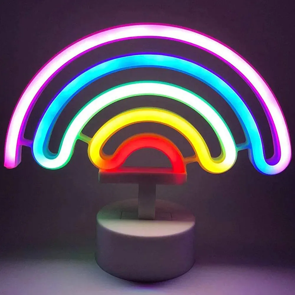 Kawaii LED Neon Night Light 🌈✨ - Adorable Flamingo, Unicorn & Rainbow Decor for Kids' Rooms 🎉💖