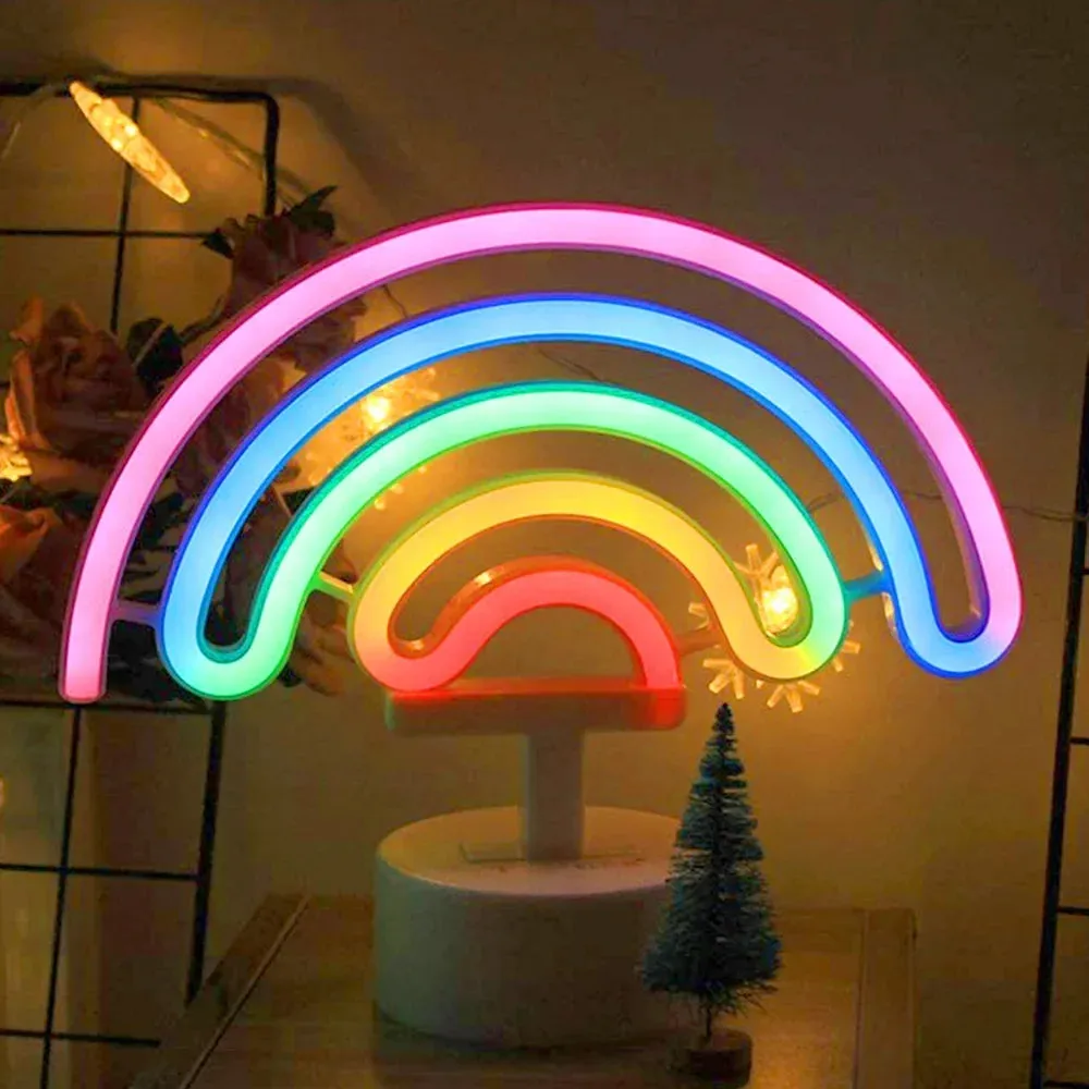 Kawaii LED Neon Night Light 🌈✨ - Adorable Flamingo, Unicorn & Rainbow Decor for Kids' Rooms 🎉💖