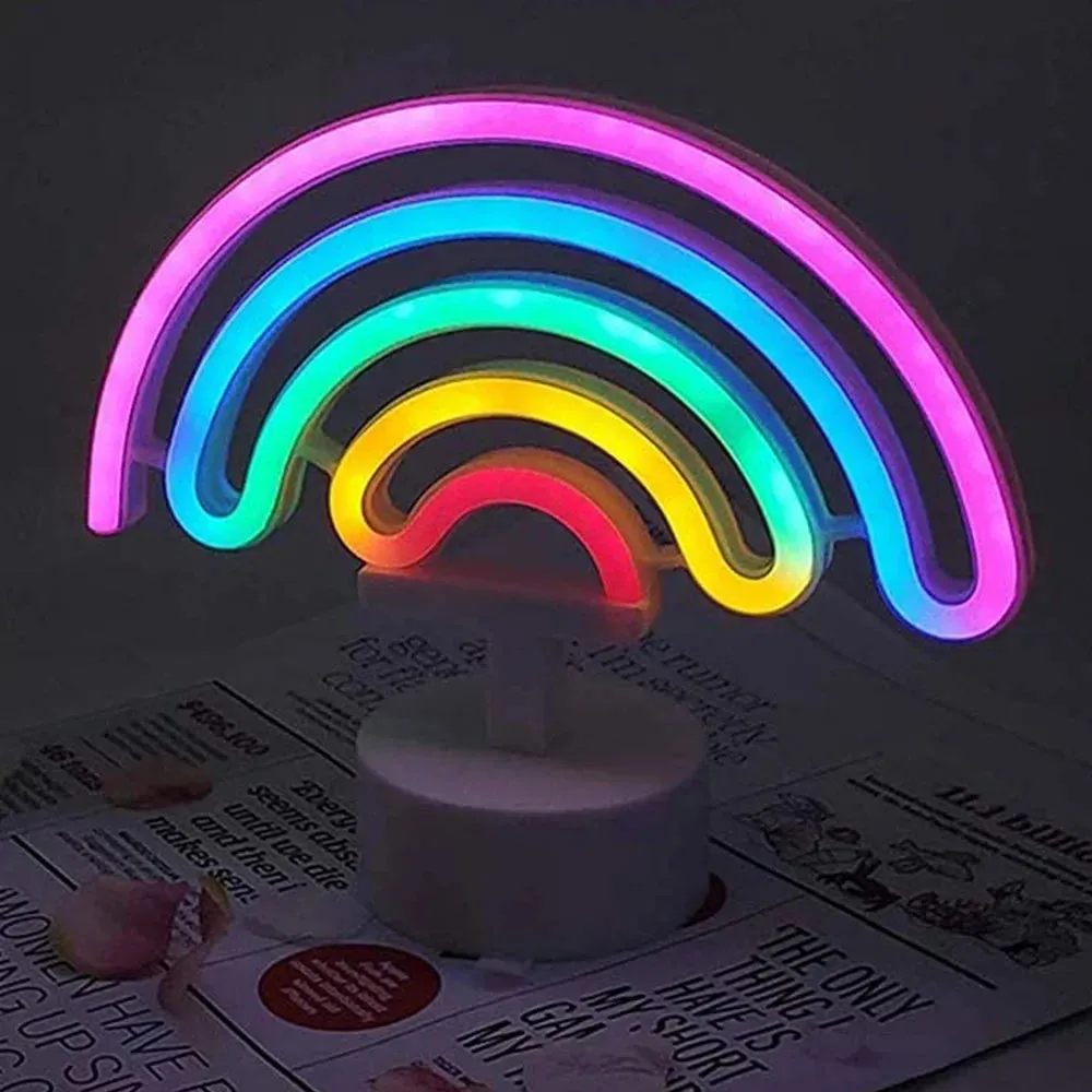 Kawaii LED Neon Night Light 🌈✨ - Adorable Flamingo, Unicorn & Rainbow Decor for Kids' Rooms 🎉💖