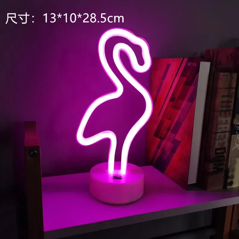 Kawaii LED Neon Night Light 🌈✨ - Adorable Flamingo, Unicorn & Rainbow Decor for Kids' Rooms 🎉💖