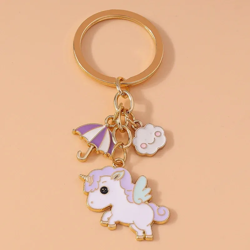 Kawaii Unicorn Enamel Keychain 🦄✨ - Adorable Horse Key Ring for Girls & Women 🎀 - Perfect DIY Handbag Pendant Gift 🎁