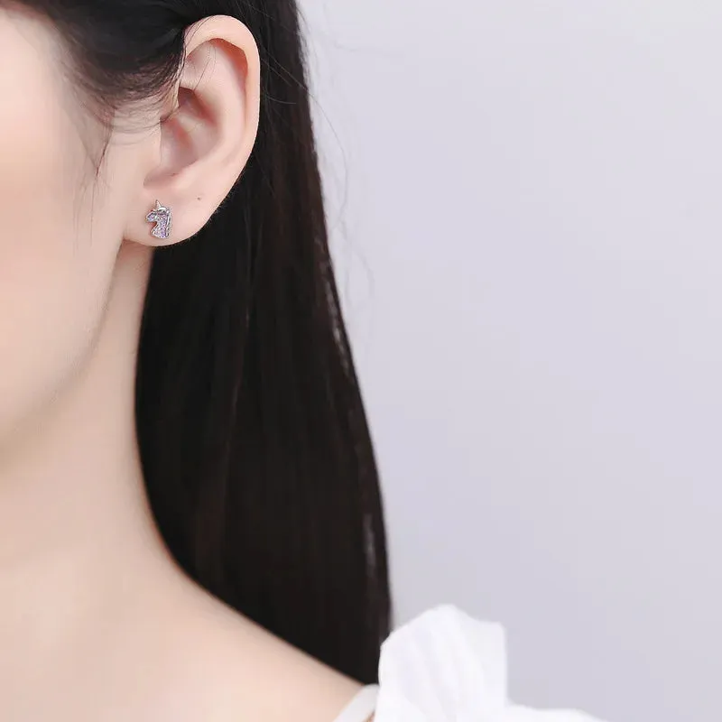 Kawaii Unicorn Stud Earrings 🌈✨ | 925 Sterling Silver Cuties for Girls & Women 🎁💖 | Adorable Birthday Gift!