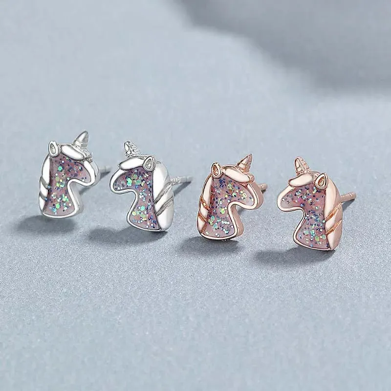 Kawaii Unicorn Stud Earrings 🌈✨ | 925 Sterling Silver Cuties for Girls & Women 🎁💖 | Adorable Birthday Gift!