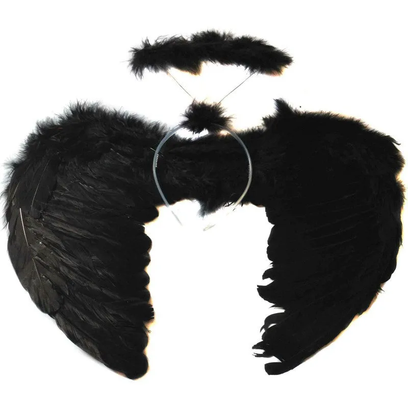 Kids Adult Fairy Feather Wings Wand Halo Halloween Party Costume Fancy Set