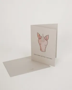 Kio Postcard | Unicorn | Cream Metallic Suede