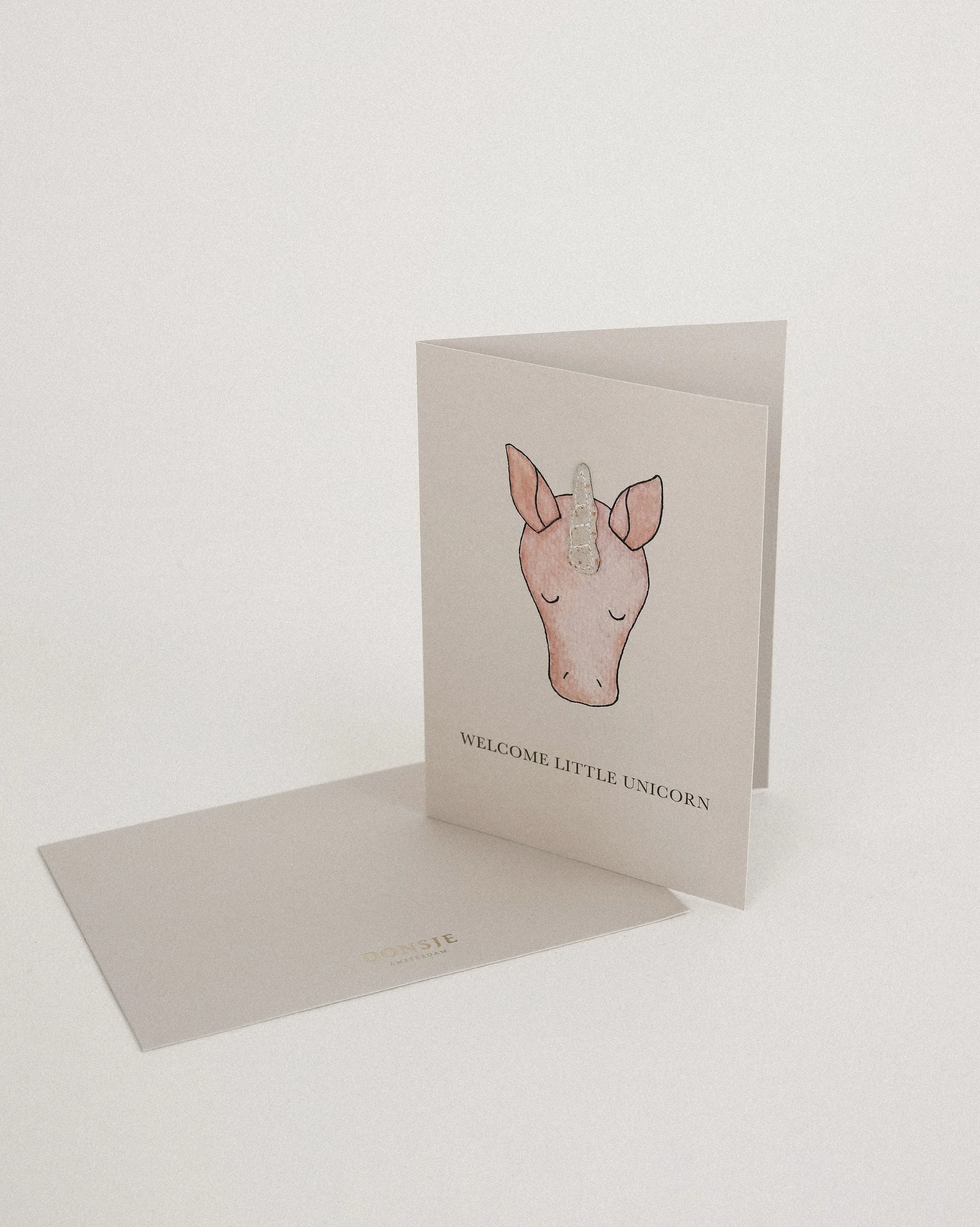 Kio Postcard | Unicorn | Cream Metallic Suede