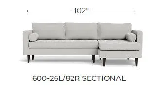 Ladybird 102" Leather Right Chaise Sectional