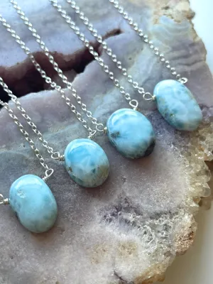 Larimar Necklace Sterling Silver or Gold Filler