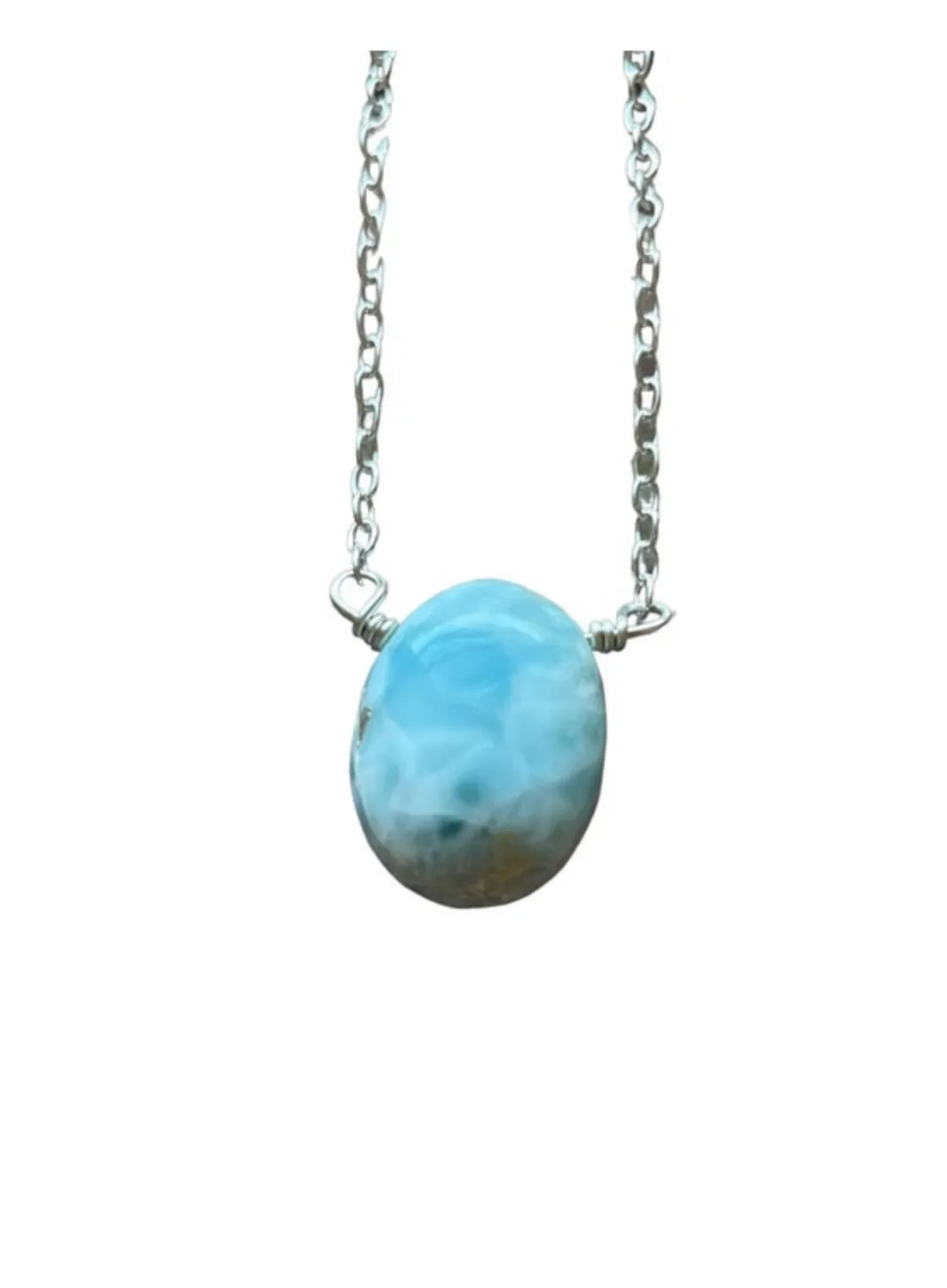 Larimar Necklace Sterling Silver or Gold Filler