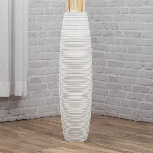 Leewadee Tall Big Floor Standing Vase for Home Decor, 10x36 inches, Wood, White