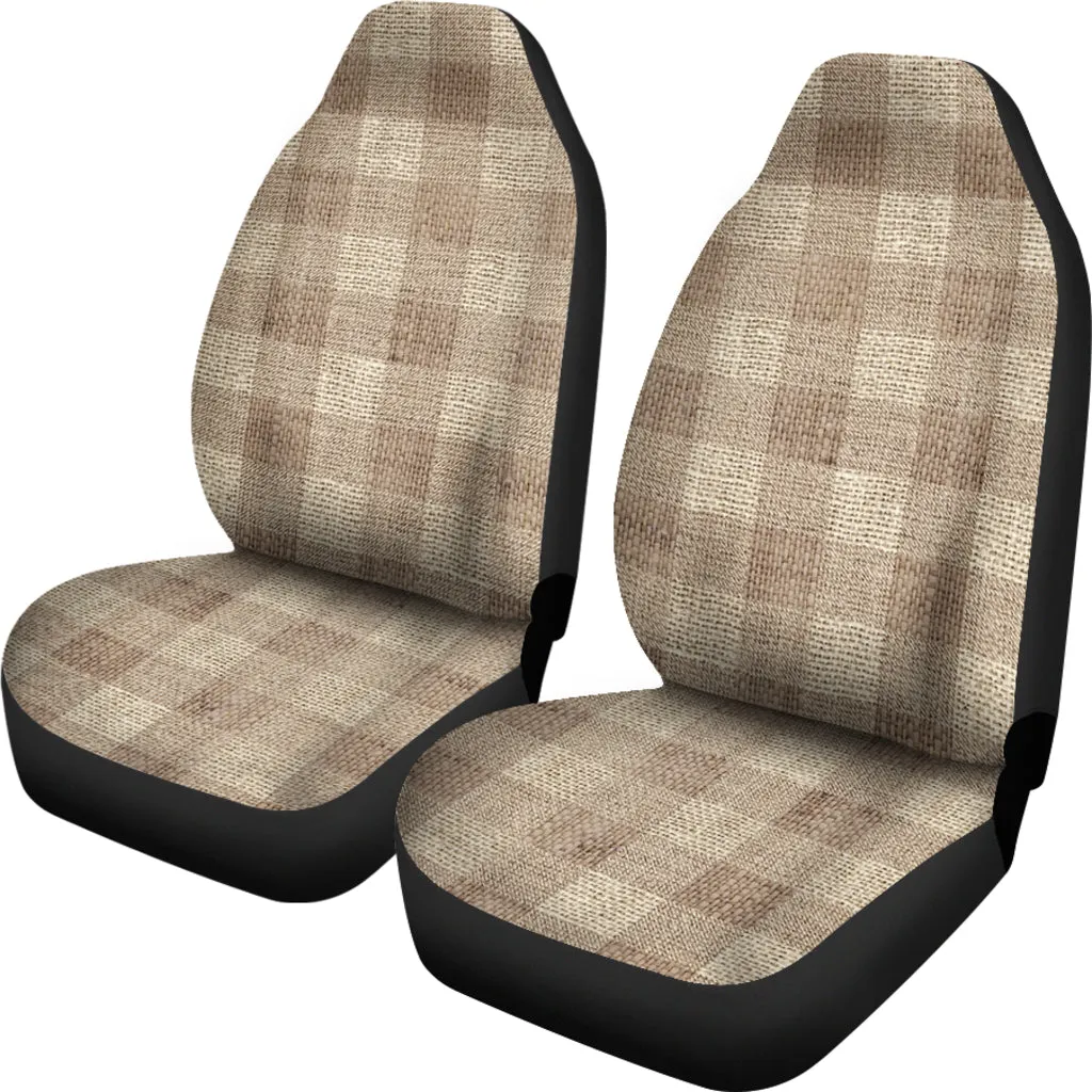 Light Colored Burlap Style Buffalo Plaid Car Seat Covers Seat Protectors