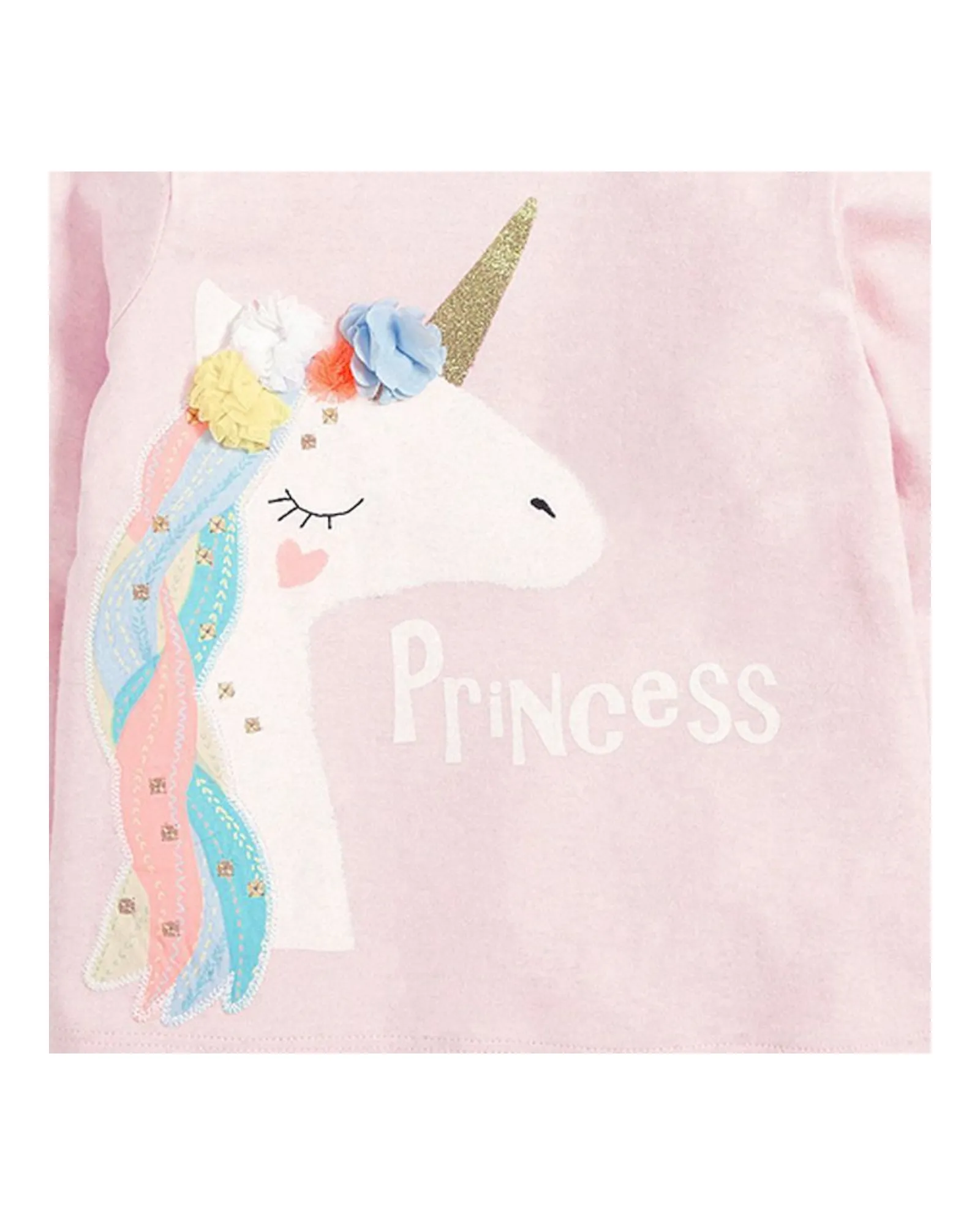 Light Pink Long-Sleeved Unicorn Princess Top