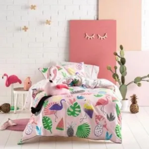 Linen House Pink Flamingo Beach Duvet Cover Set