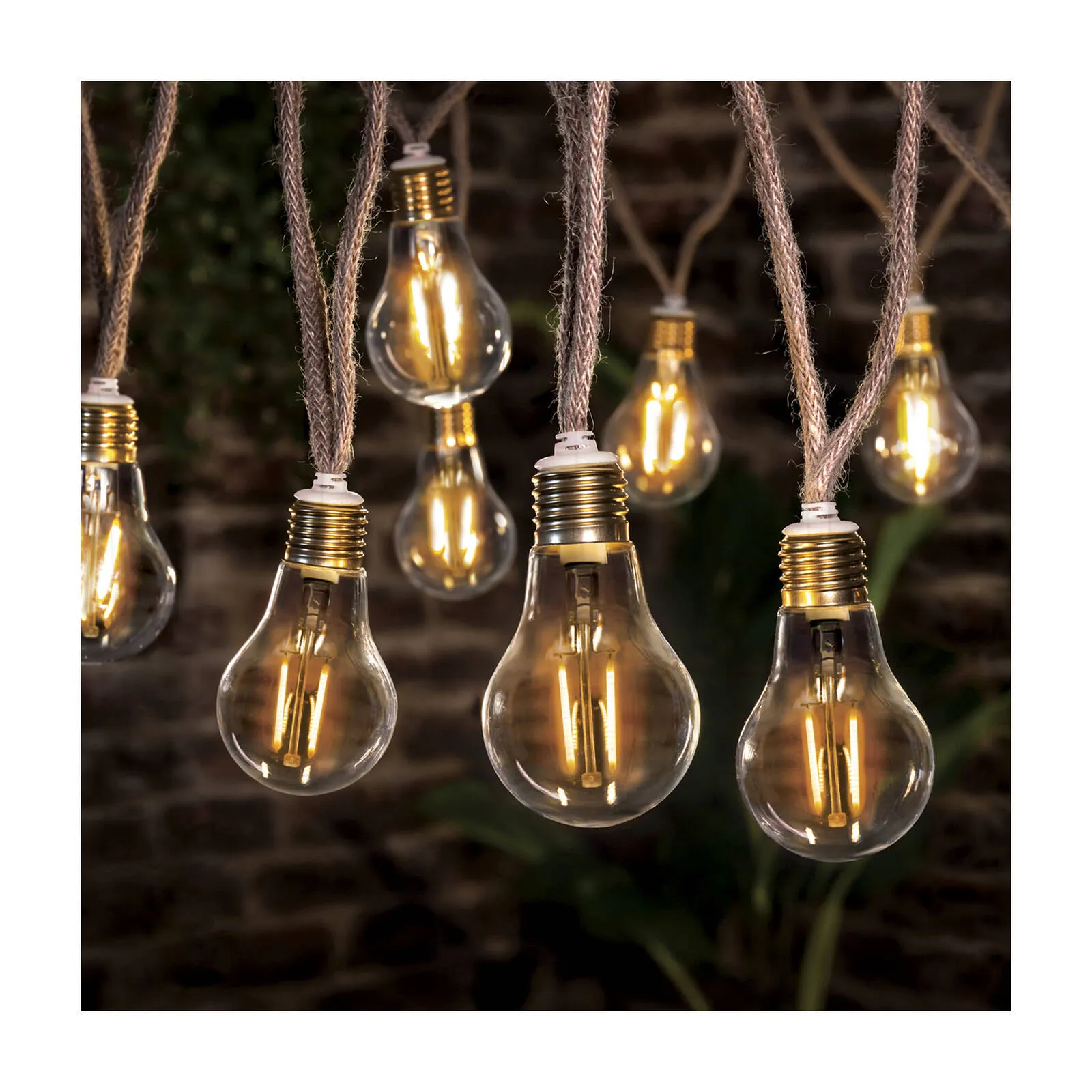 Lytworx Warm White Burlap Cord Filament Connectable Party Lights - 10 Pack
