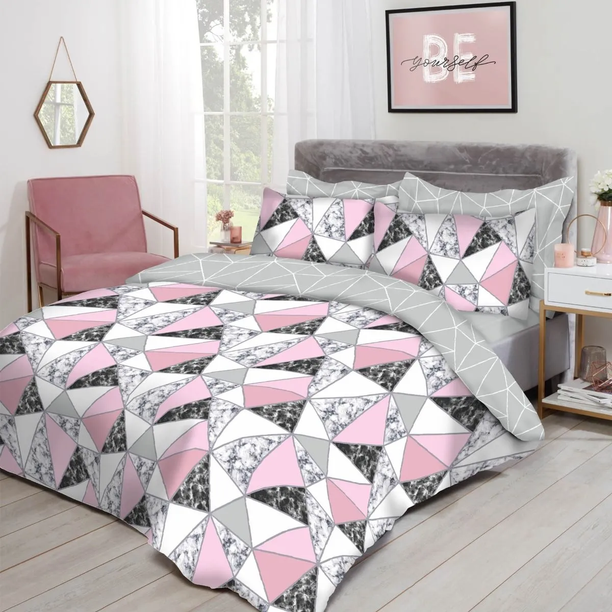 Marble Geometric Duvet Set