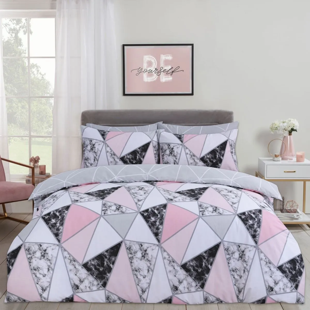 Marble Geometric Duvet Set