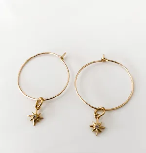 MEDIUM WIRE HOOPS WITH STARBURST