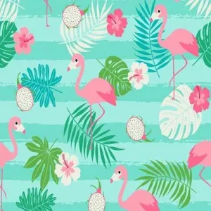 Mignon Flamant Hibiscus Dragon Fruit Tropical Leaf Toile de fond pour la photographie GA-79