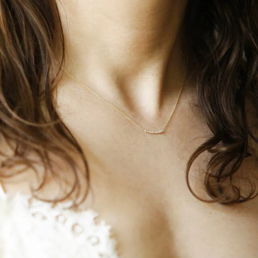 Mini Axis Necklace with White Pavé Diamonds