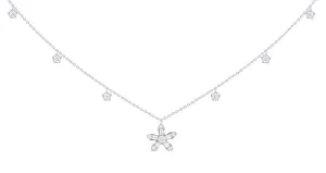 Mini Diamond Baguette Flower Station Dangle Necklace