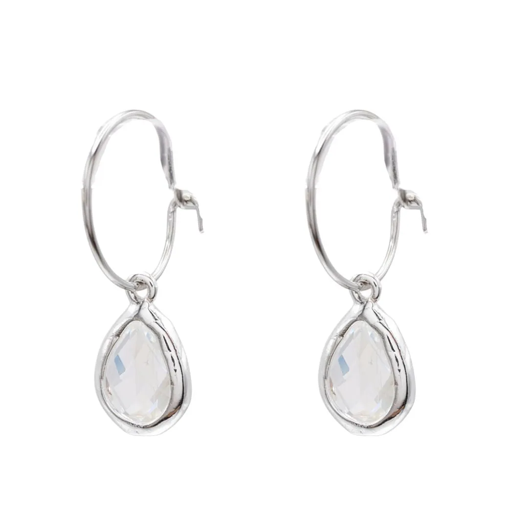 Mini Gemstone Teardrop Huggie Hoop Earring Gift Customize