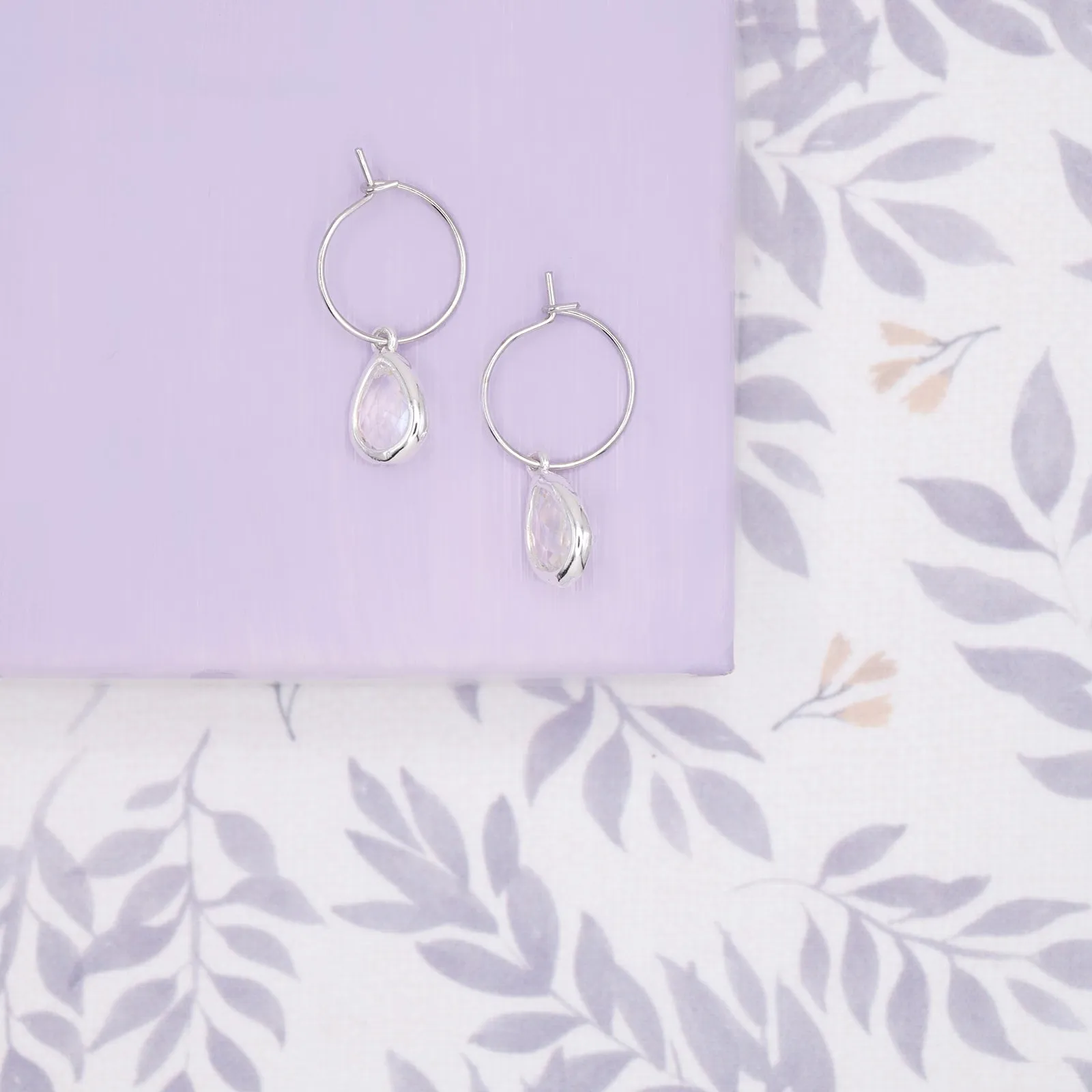 Mini Gemstone Teardrop Huggie Hoop Earring Gift Customize