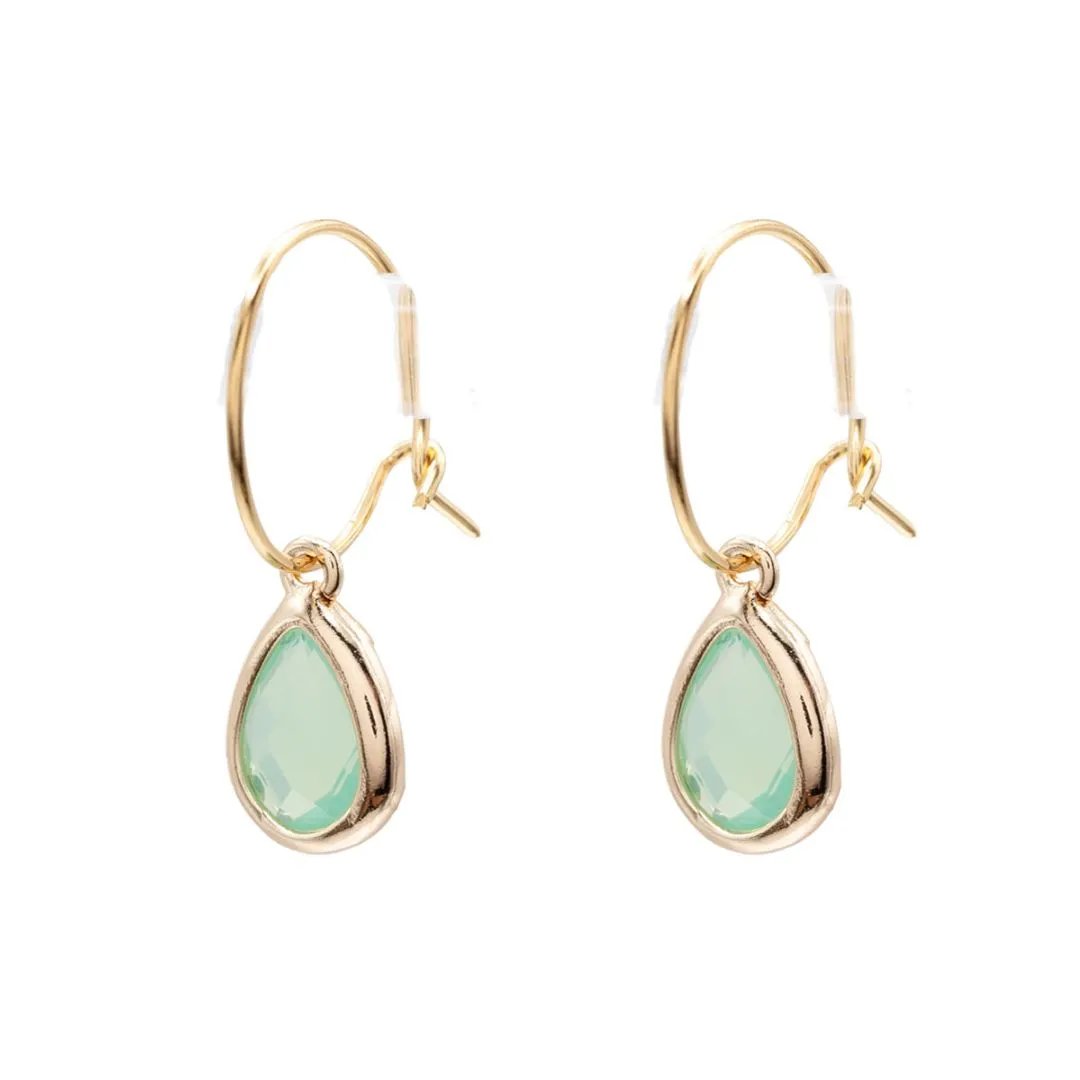 Mini Gemstone Teardrop Huggie Hoop Earring Gift Customize