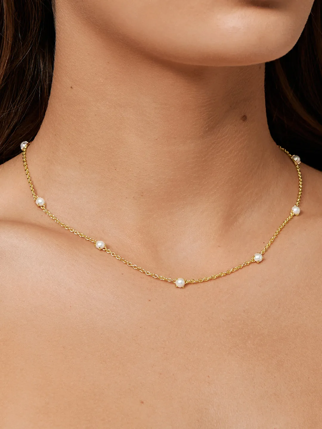 Mini Pearl Station Necklace