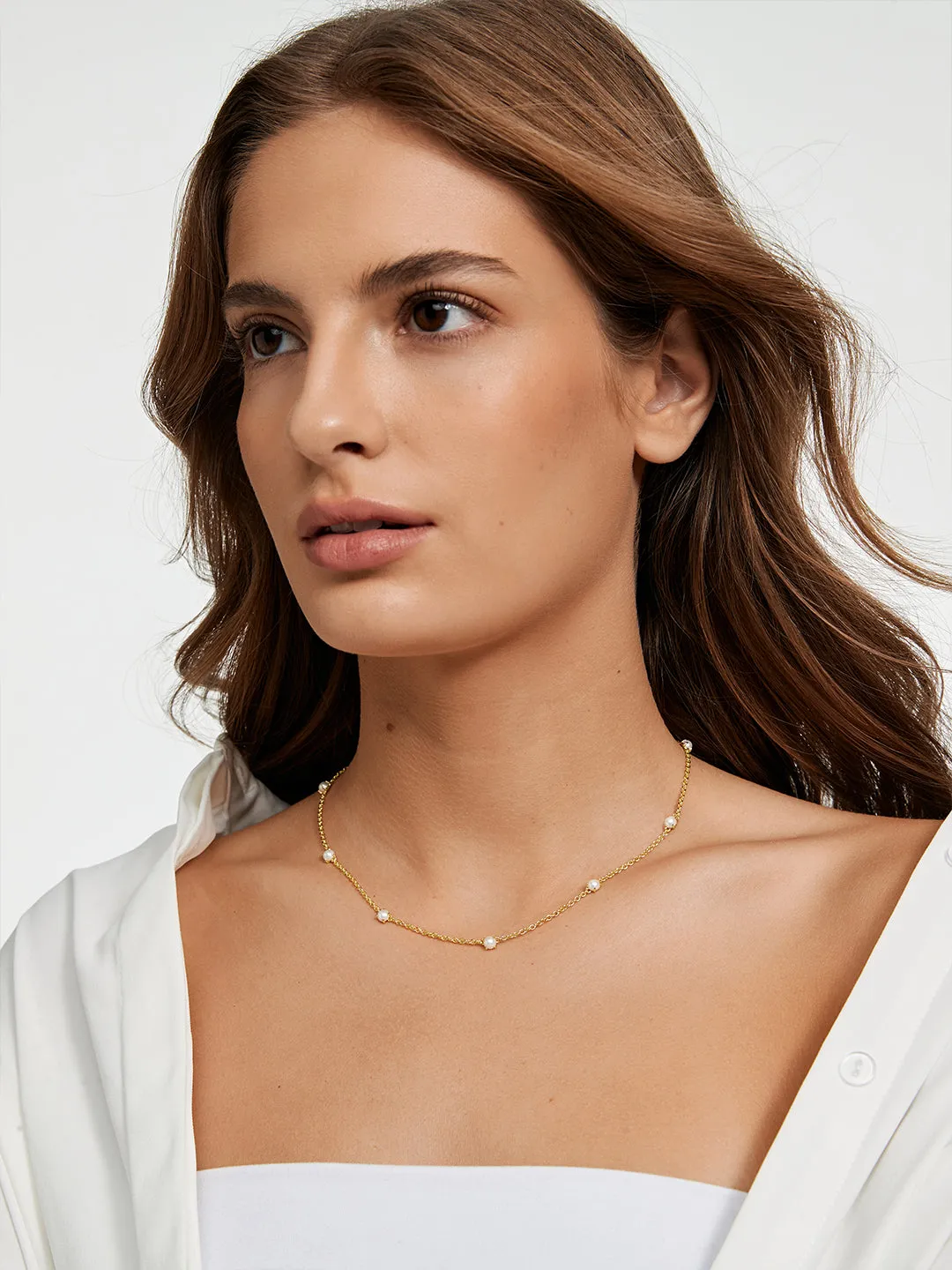 Mini Pearl Station Necklace