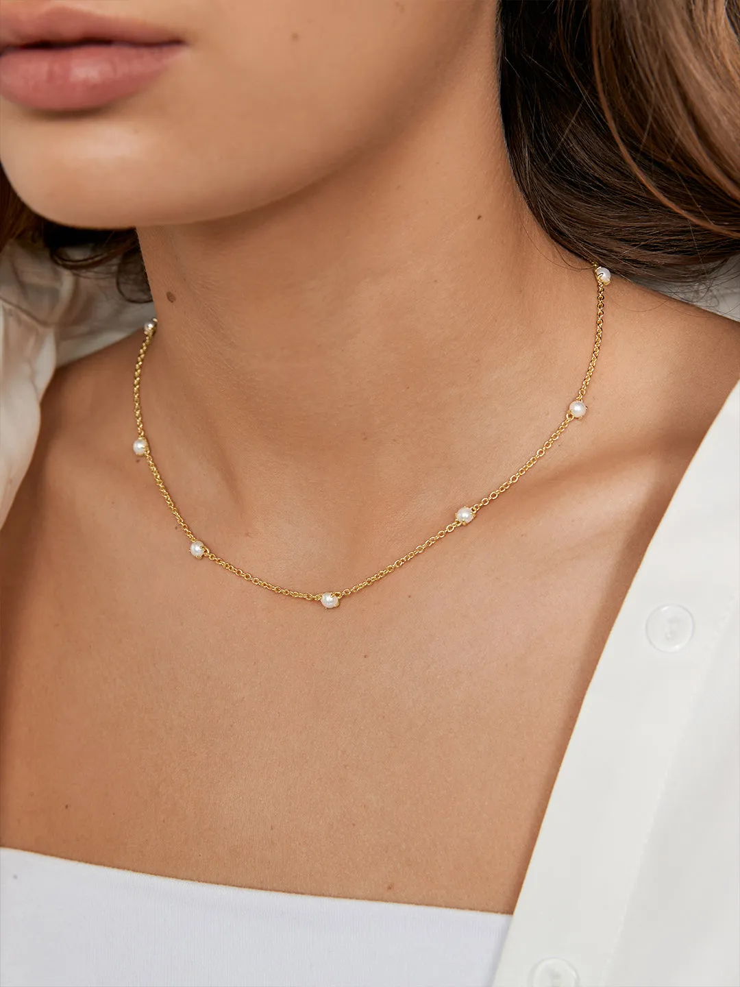 Mini Pearl Station Necklace