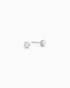 Mini Princess Petroglyph Stud Earrings - Larimar