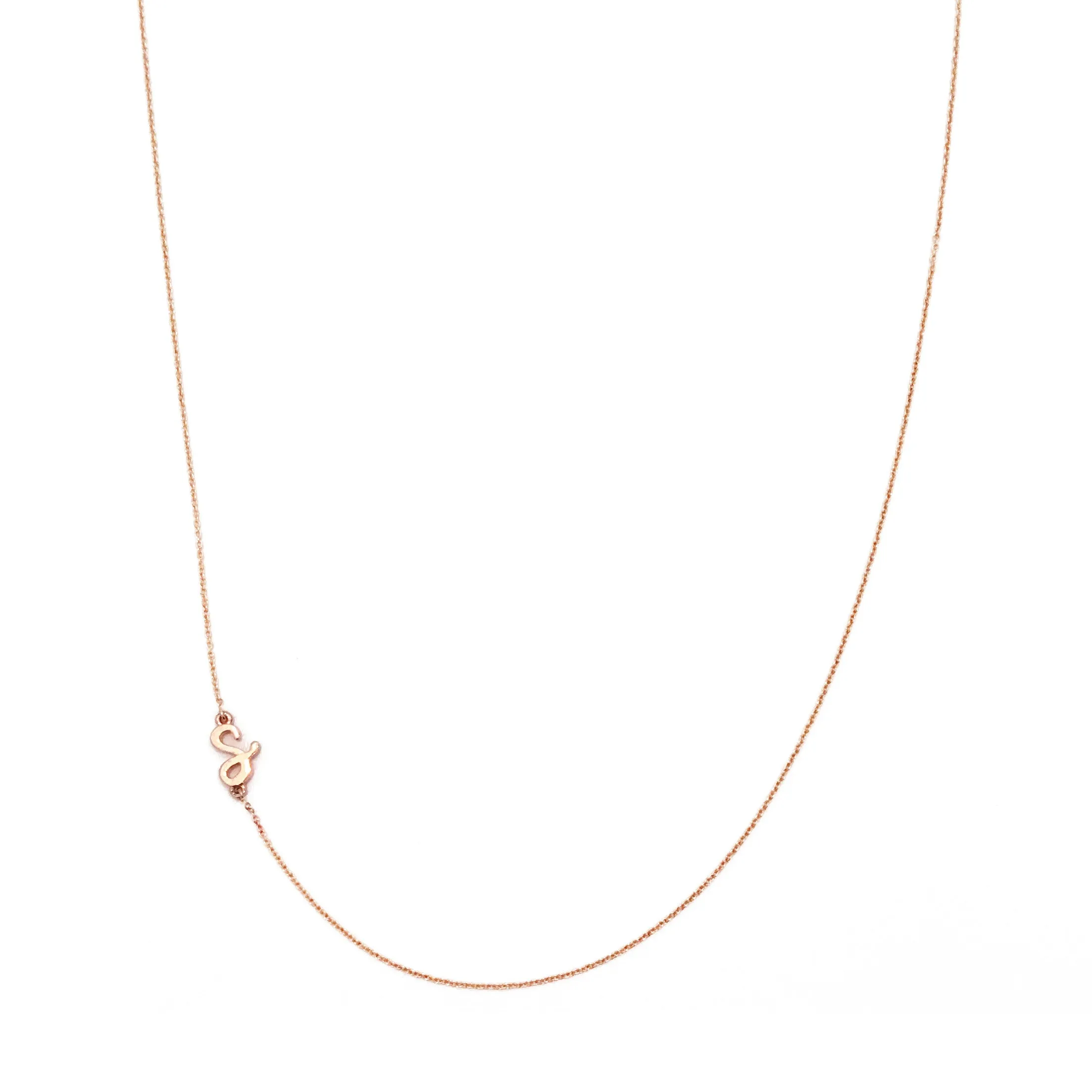 Mini Sideways Love Letter Necklace (Rose Gold)