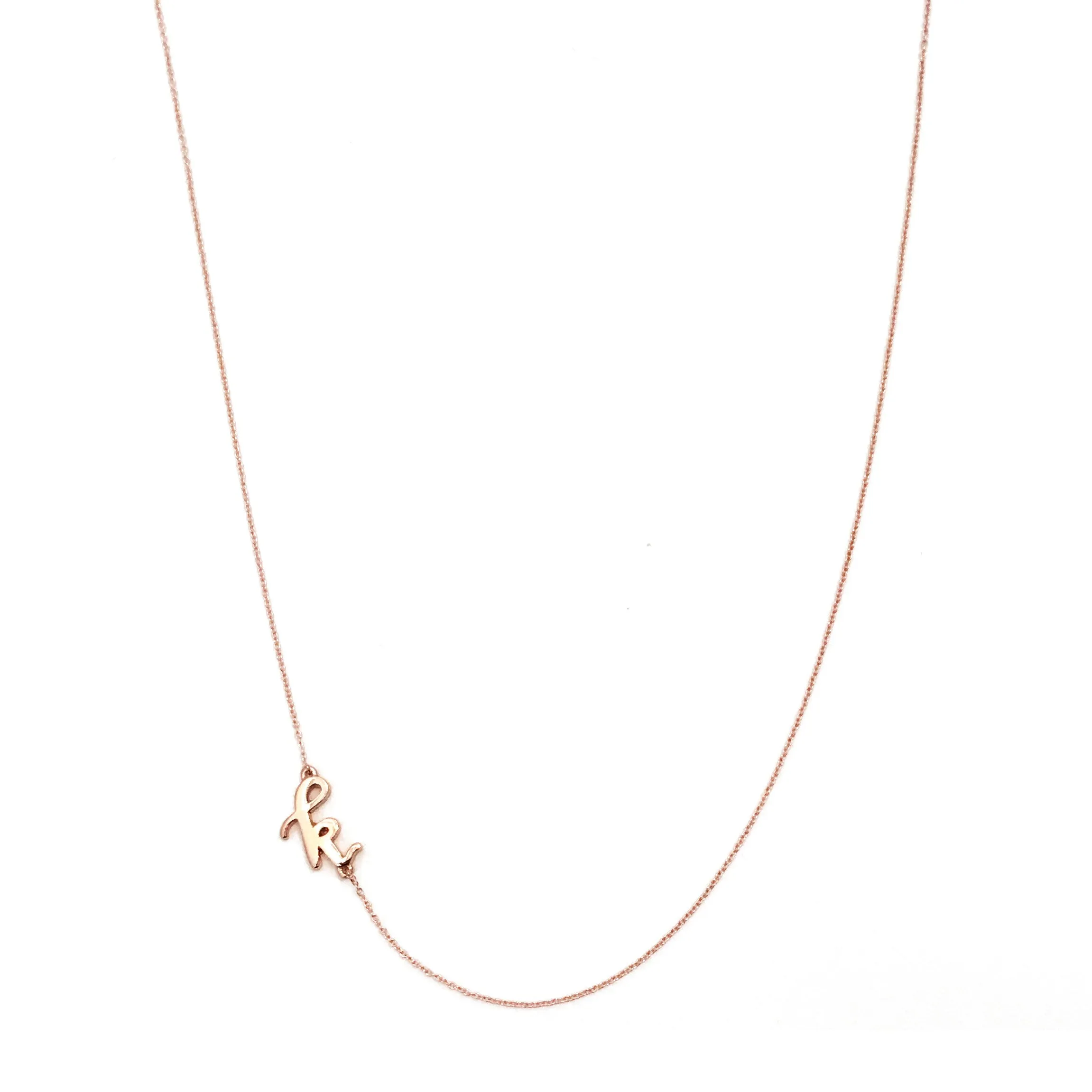Mini Sideways Love Letter Necklace (Rose Gold)
