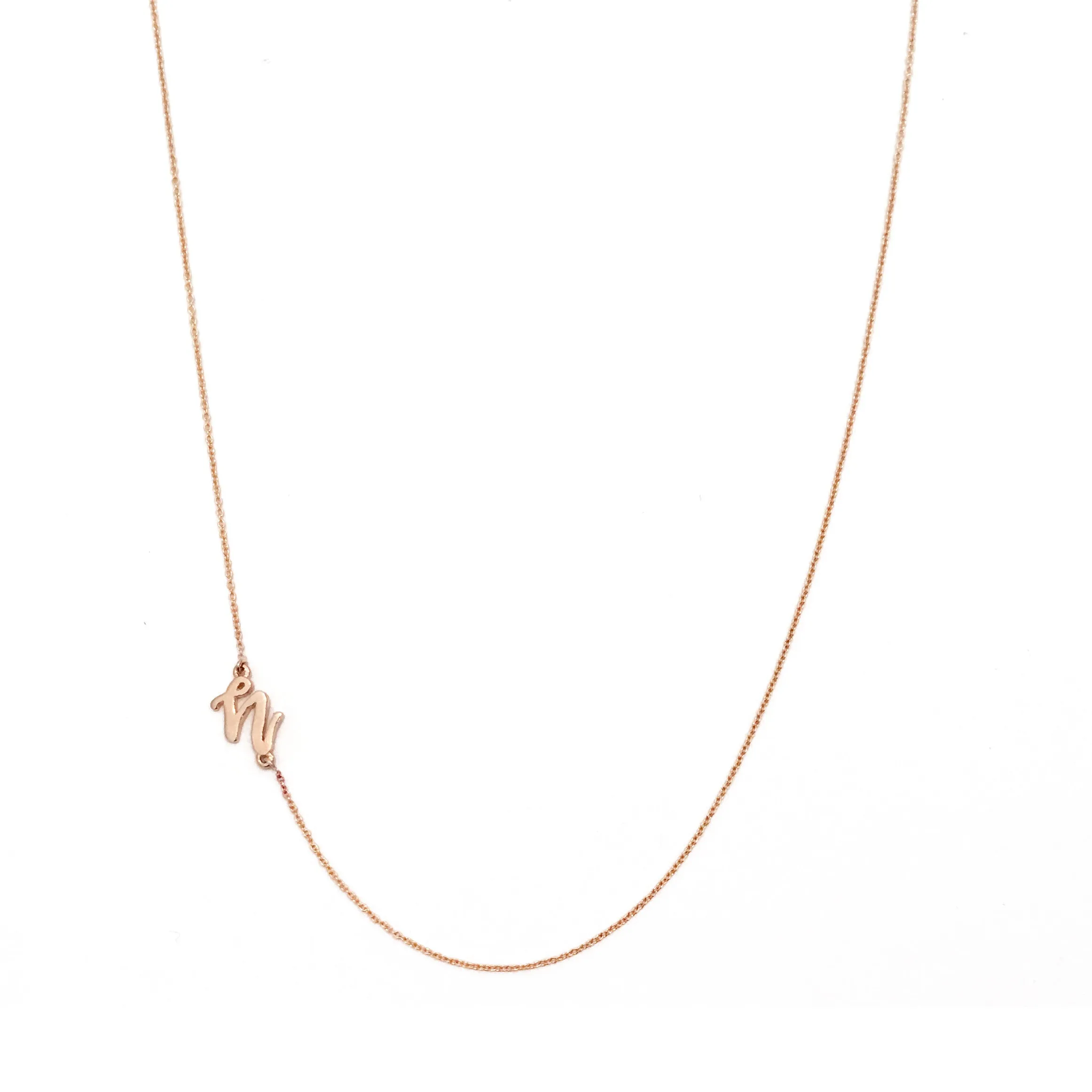 Mini Sideways Love Letter Necklace (Rose Gold)