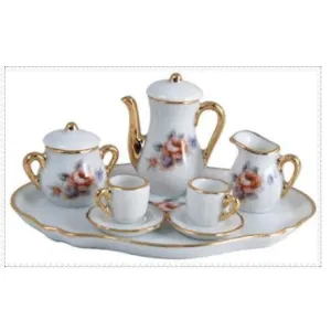 Mini Tea Set: White W/Flower