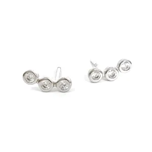 Mini Three Bezel Stud Earrings