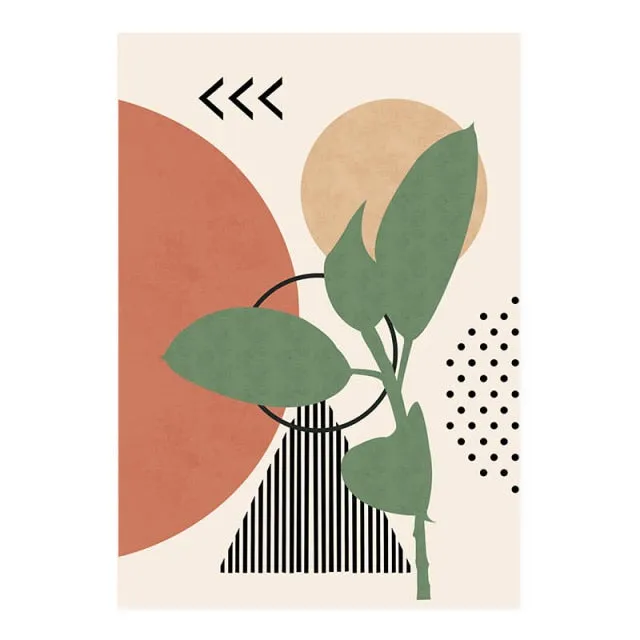 Modern Abstract Boho Style Leaves