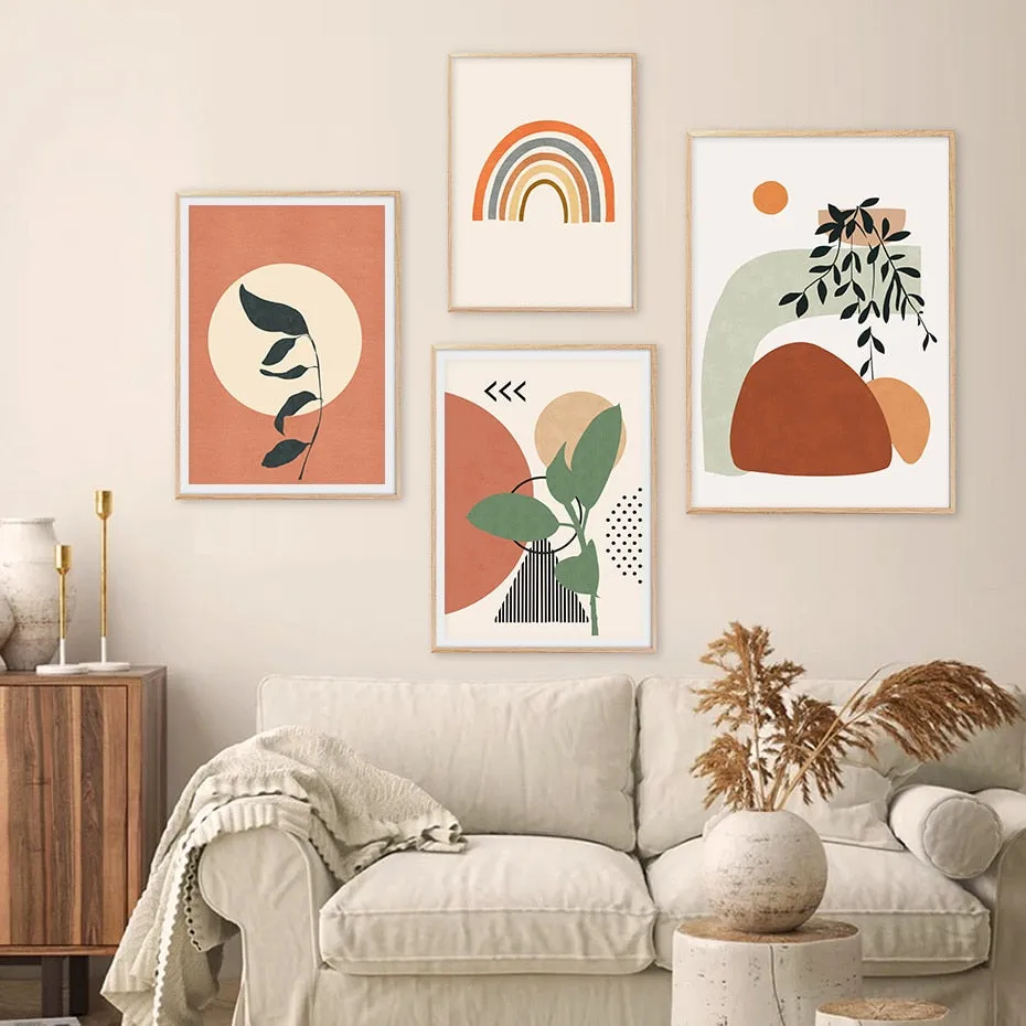 Modern Abstract Boho Style Leaves