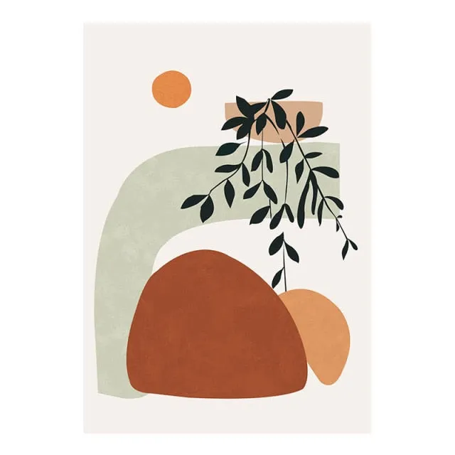 Modern Abstract Boho Style Leaves