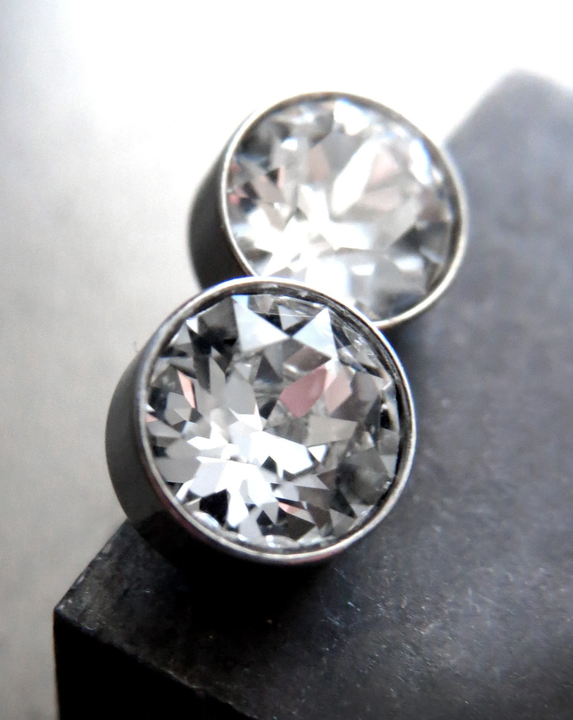 Modern Minimalist Clear Crystal Stud Earrings