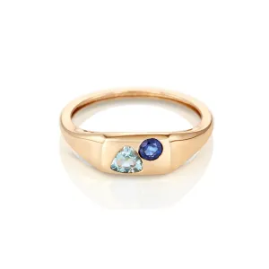 Modernist Signet Ring - Trillion Aqua