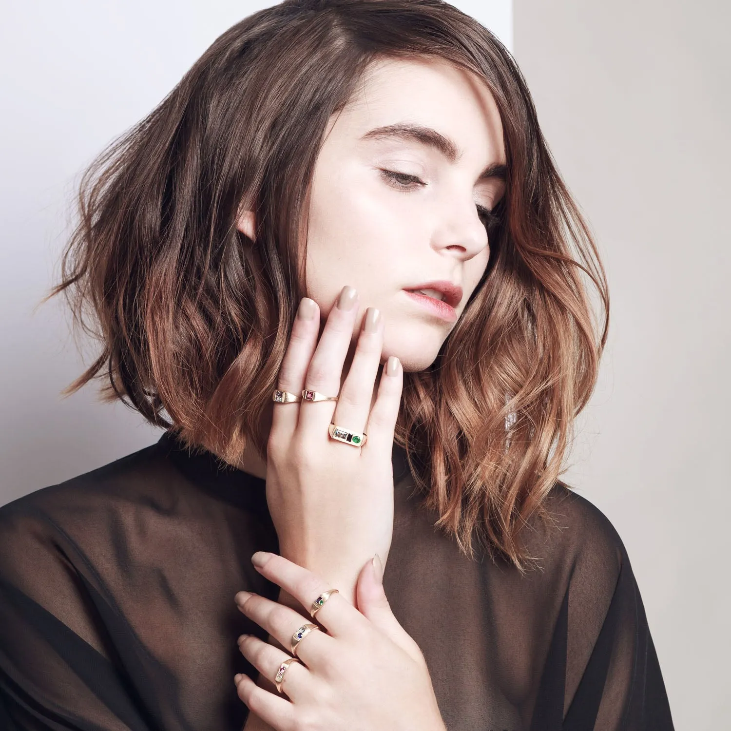 Modernist Signet Ring - Trillion Aqua