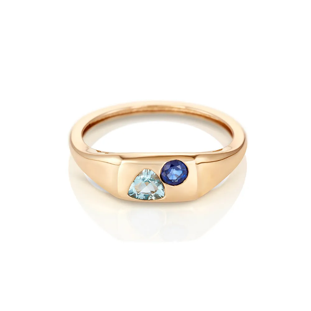 Modernist Signet Ring - Trillion Aqua