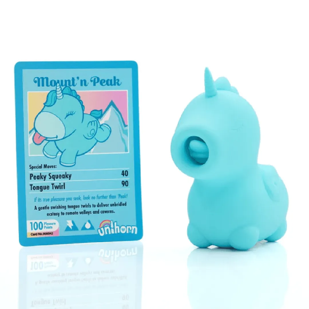 Mount n Peak Unicorn Shaped Flickering Tongue Clitoral Vibrator - Blue